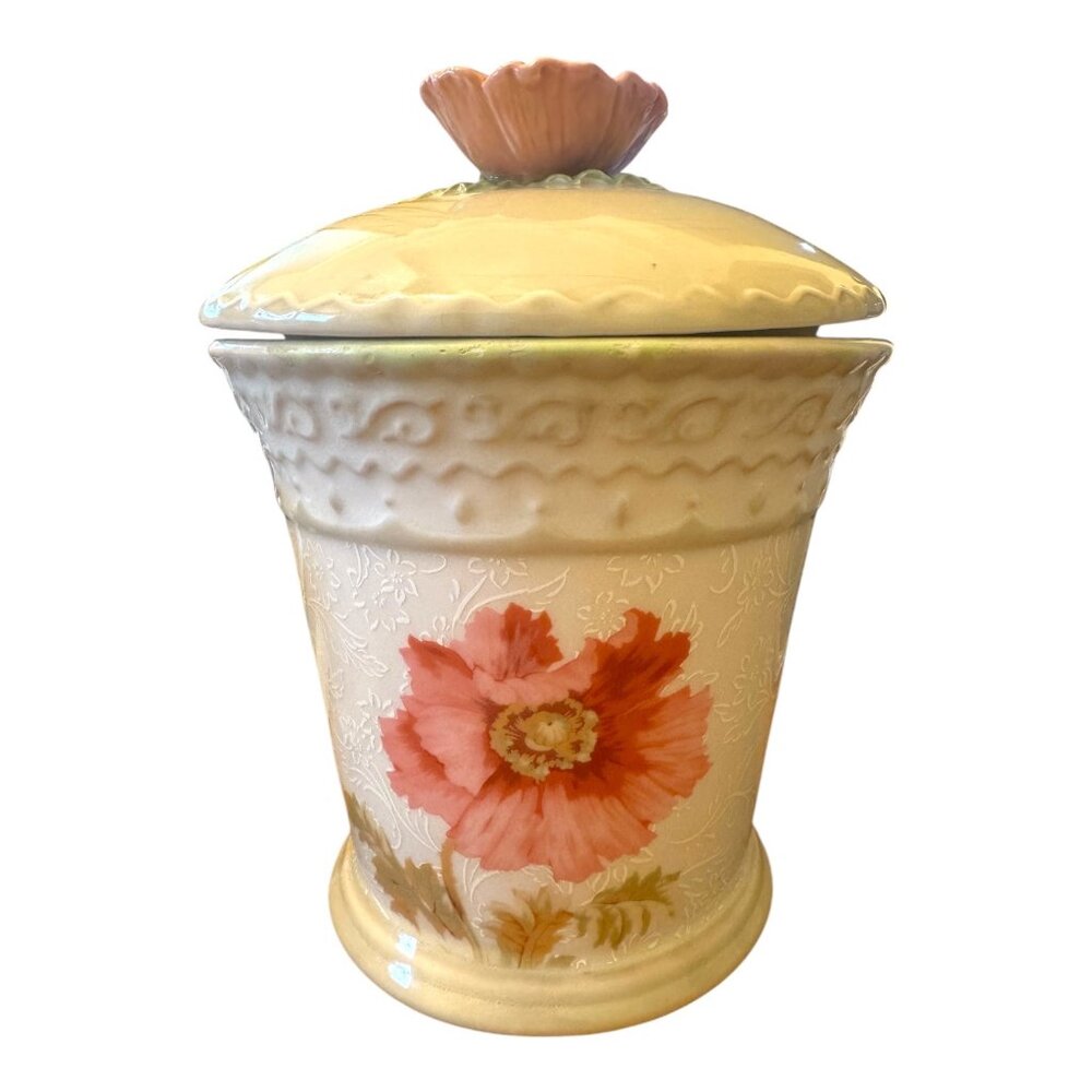 Vintage Michel & Company Floral Ceramic Canister Designed By Christa Schmidt